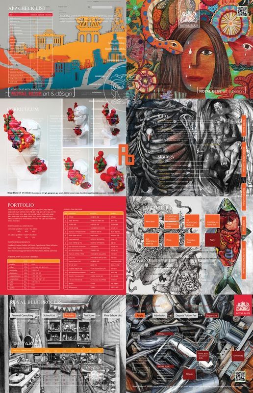 Diverse student portfolio works at Royal Blue Art & Design - painting, sculpture and graphic design for RISD Parsons CalArts admissions