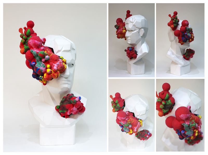Sculpture and mixed media portfolio work - creative art school application piece by Royal Blue Art & Design student, Seoul